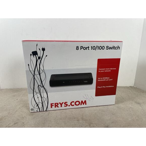 Fry's 8-Port Gigabit Ethernet Switch 1000 Mbps Auto-MDI-X 802.3 FR-8PTGSW NEW